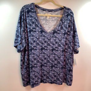 Style & Co Womens Drapey Memory Stars V-Neck Soft & Stretchy T-Shirt XXL NWT